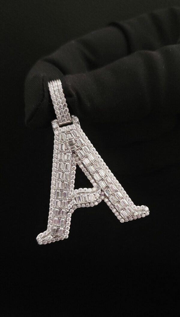 Iced Out Any Alphabet Letter Pendant In Any Size Made in 925 Sterling Silver Embellished with Shinny Moissanite Diamonds For Birthday Gift