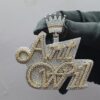 Iced Out Customized 2.5" Long 2" Wide Pendant With Any Name Made in 925 Sterling Silver Embellished With Shiny Moissanite Diamonds For Gift
