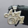 Iced Out Customized 2.5" Long 2" Wide Pendant With Any Name Made in 925 Sterling Silver Embellished With Shiny Moissanite Diamonds For Gift