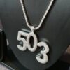 Iced Out 1.75" Long 3" Wide 3 Digit Number made in 925 Sterling Silver Studded With Shinny Moissanite Diamonds In Any number can be Made