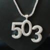 Iced Out 1.75" Long 3" Wide 3 Digit Number made in 925 Sterling Silver Studded With Shinny Moissanite Diamonds In Any number can be Made