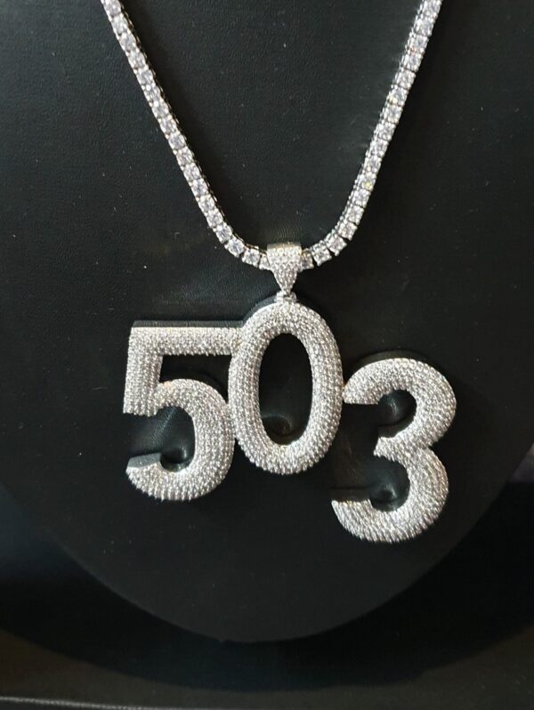 Iced Out 1.75" Long 3" Wide 3 Digit Number made in 925 Sterling Silver Studded With Shinny Moissanite Diamonds In Any number can be Made