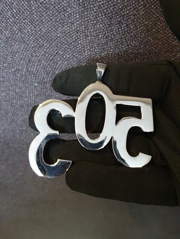 Iced Out 1.75" Long 3" Wide 3 Digit Number made in 925 Sterling Silver Studded With Shinny Moissanite Diamonds In Any number can be Made