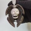 Iced Out Skull Pendant Made In 925 Sterling Silver Embellished With Shinny Moissanite Diamonds For Birthday , Halloween or Themed Parties