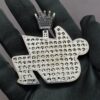 Iced Out Customized 2.5" Long 2" Wide Pendant With Any Name Made in 925 Sterling Silver Embellished With Shiny Moissanite Diamonds For Gift