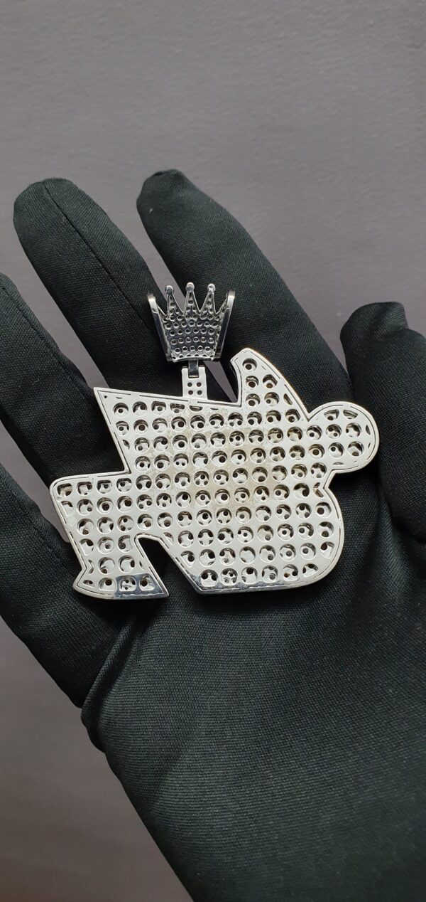 Iced Out Customized 2.5" Long 2" Wide Pendant With Any Name Made in 925 Sterling Silver Embellished With Shiny Moissanite Diamonds For Gift