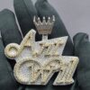 Iced Out Customized 2.5" Long 2" Wide Pendant With Any Name Made in 925 Sterling Silver Embellished With Shiny Moissanite Diamonds For Gift