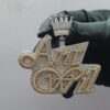 Iced Out Customized 2.5" Long 2" Wide Pendant With Any Name Made in 925 Sterling Silver Embellished With Shiny Moissanite Diamonds For Gift