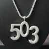 Iced Out 1.75" Long 3" Wide 3 Digit Number made in 925 Sterling Silver Studded With Shinny Moissanite Diamonds In Any number can be Made