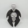 Iced Out Skull Pendant Made In 925 Sterling Silver Embellished With Shinny Moissanite Diamonds For Birthday , Halloween or Themed Parties