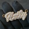 Iced Out Any Name Pendant 0.75" Long 2" Wide Made in 925 Sterling Silver Embellished With Shinny Moissanite Diamonds For Birthday Gift
