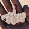 1.5" Long 3" Wide Name Customized Pendant Made In 925 Sterling Silver Embellished With Shinny Moissanite Diamond For Birthday And Party Gift