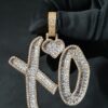 Iced Out Any Two Letter Name Pendant Made in 925 Sterling Silver Embellished With Shinny Moissanite Diamonds For Birthday And Memorial Gift