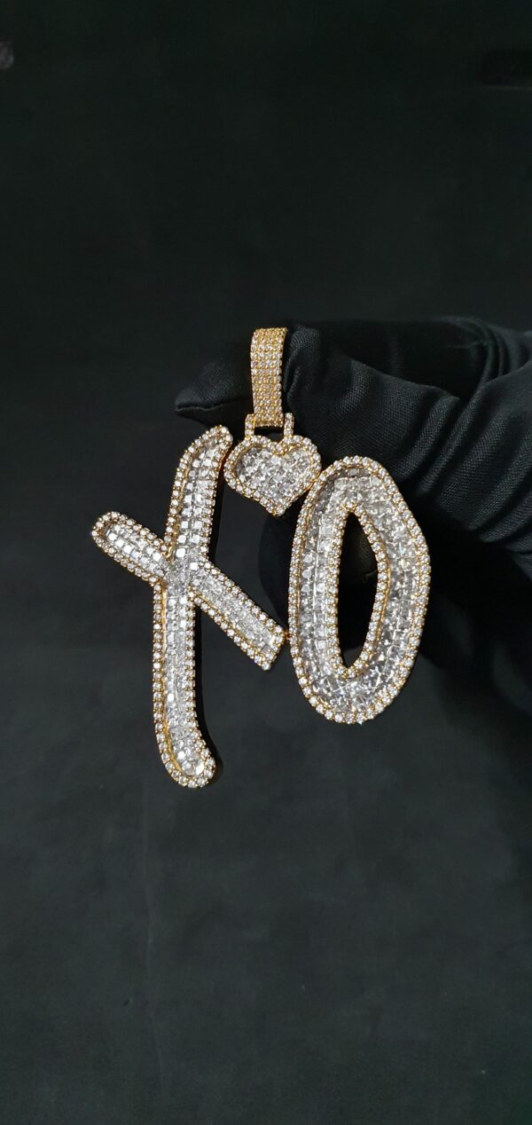 Iced Out Any Two Letter Name Pendant Made in 925 Sterling Silver Embellished With Shinny Moissanite Diamonds For Birthday And Memorial Gift