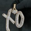 Iced Out Any Two Letter Name Pendant Made in 925 Sterling Silver Embellished With Shinny Moissanite Diamonds For Birthday And Memorial Gift