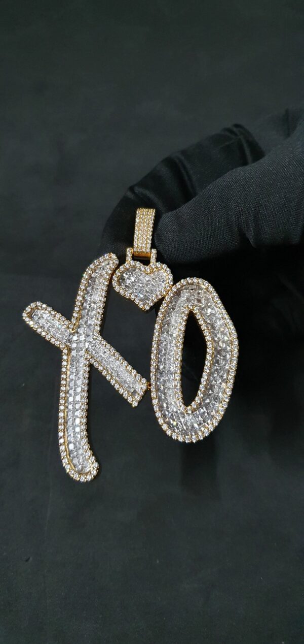 Iced Out Any Two Letter Name Pendant Made in 925 Sterling Silver Embellished With Shinny Moissanite Diamonds For Birthday And Memorial Gift