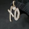 Iced Out Any Two Letter Name Pendant Made in 925 Sterling Silver Embellished With Shinny Moissanite Diamonds For Birthday And Memorial Gift