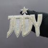 2.5" Long 4" Wide Customized Any Name Pendant Made In 925 Sterling Silver Embellished With Shinny Moissanite Diamonds For Birthday Gift