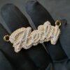 Iced Out Any Name Pendant 0.75" Long 2" Wide Made in 925 Sterling Silver Embellished With Shinny Moissanite Diamonds For Birthday Gift