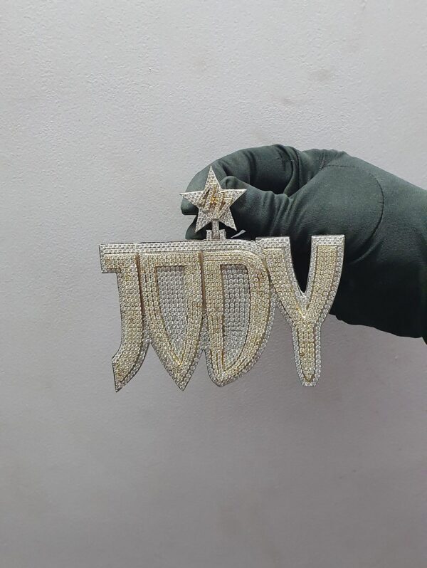 2.5" Long 4" Wide Customized Any Name Pendant Made In 925 Sterling Silver Embellished With Shinny Moissanite Diamonds For Birthday Gift