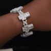 Infinity Link Bracelet 8" Long Made In 925 Sterling Silver Embellished With Shinny Moissanite Diamonds For The Anniversary And Birthday Gift