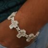 Infinity Link Bracelet 8" Long Made In 925 Sterling Silver Embellished With Shinny Moissanite Diamonds For The Anniversary And Birthday Gift