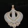Iced out 3D Two Tone Khanda Pendant in 925 Sterling Silver Embellished With VVS Moissanite Diamonds, Sikh Religious Pendant Style, Gift