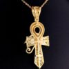 Black Eye of Horus Ankh Pendant made in 10K Solid Gold Studded with VVS Moissanite Diamonds ,Evil Eye Pendant, Goodluck, handmade Jewelry