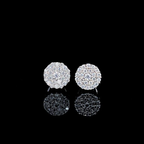 Iced Out Round Earring Made in 18/14/10 KT Gold Studded With Shinny Moissanite Diamonds For Birthday And Anniversary Gift To Special Person