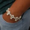 Infinity Link Bracelet 8" Long Made In 925 Sterling Silver Embellished With Shinny Moissanite Diamonds For The Anniversary And Birthday Gift