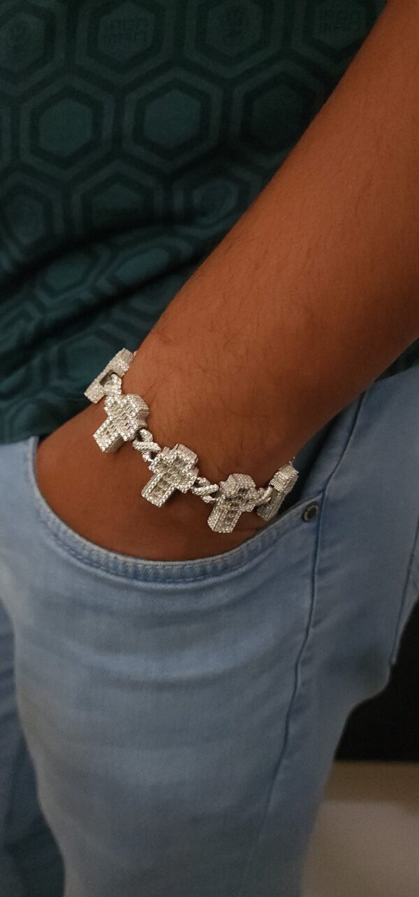 Infinity Link Bracelet 8" Long Made In 925 Sterling Silver Embellished With Shinny Moissanite Diamonds For The Anniversary And Birthday Gift
