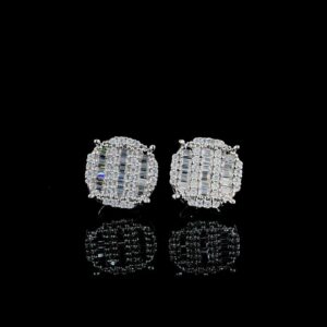 Iced Out Round Shape Earring Made in 18 / 14 / 10 KT Gold Embellished with Shinny Moissanite Diamonds For The Birthday And Anniversary Gift