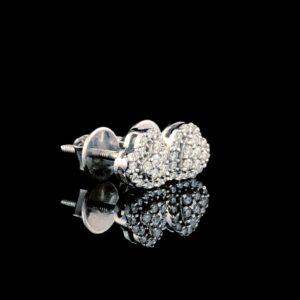 Iced Out Heart Earring Made in 18 / 14 / 10 kt Gold Studded with VVS Colorless Moissanite/CZ Stone, Unisex Earring, Light Weight Earring