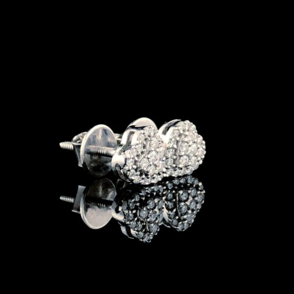 Iced Out Heart Earring Made in 18 / 14 / 10 kt Gold Studded with VVS Colorless Moissanite/CZ Stone, Unisex Earring, Light Weight Earring