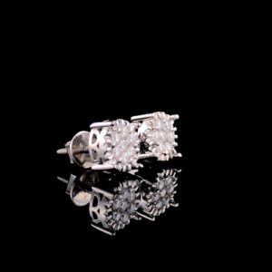 Iced Out Round Diamonds Earring Made in 925 Sterling Silver Embellished With Shinny Moissanite Diamonds For Birthday And Anniversary Gift