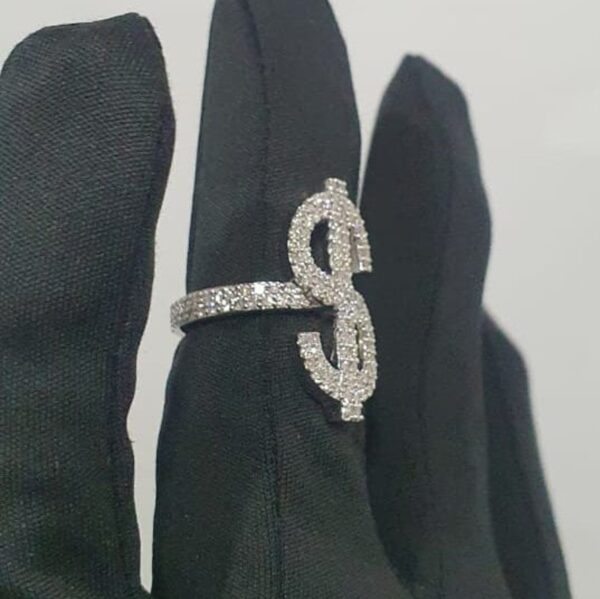 Iced Out Dollar Style Ring Made in 925 Sterling Silver Embellished With Shinny Moissanite Diamonds For Birthday And Memorial And Unisex Gift