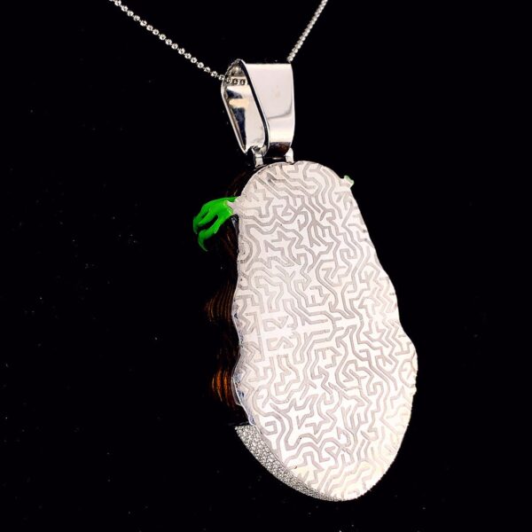 Iced Out Jesus Face Enamel Pendant Made in 925 Sterling Silver Embellished With Shinny Moissanite Diamonds For Religious And Memorial Gift