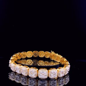 Iced Out Bracelet 9 mm 8" Long Made in 10 / 14k Gold Studded with Moissanite Stone, Gift for Him, Tennis Bracelet, Flower Bracelet,