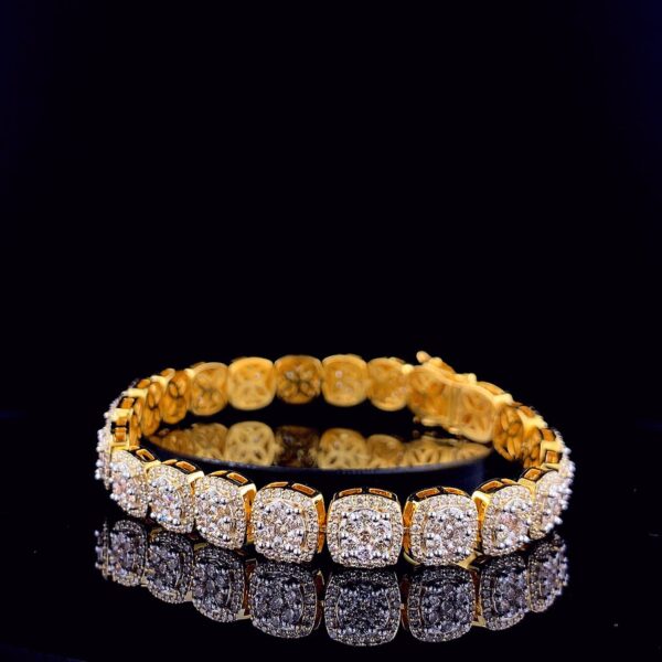 Iced Out Bracelet 9 mm 8" Long Made in 10 / 14k Gold Studded with Moissanite Stone, Gift for Him, Tennis Bracelet, Flower Bracelet,