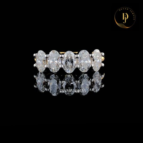 Half Eternity Band with Oval Cut - 0.10 CT - 0.25 CT, Handcrafted Anniversary Gift, Wedding Ring