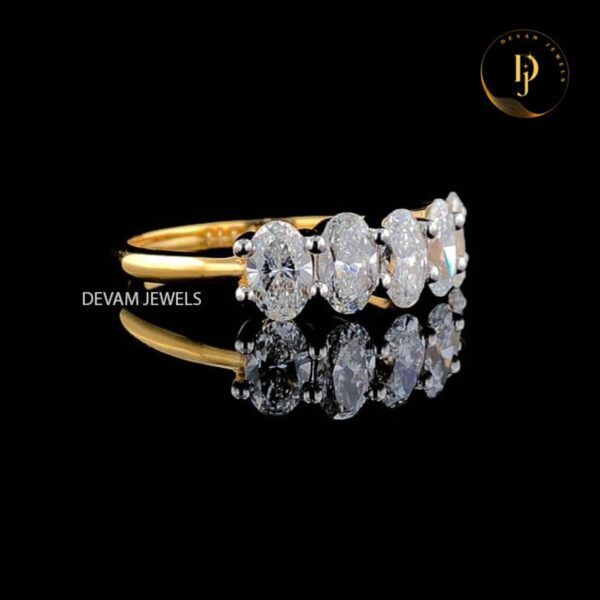 Half Eternity Band with Oval Cut - 0.10 CT - 0.25 CT, Handcrafted Anniversary Gift, Wedding Ring