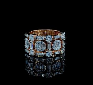 Iced Out Unisex Ring Made In 14 KT Gold & 10 KT Gold Studded With Shinny Moissanite Diamonds For Anniversary Or Birthday Gift To Special One