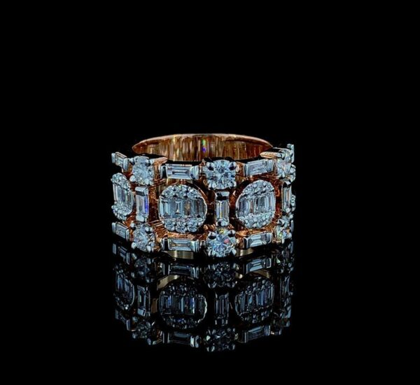Iced Out Unisex Ring Made In 14 KT Gold & 10 KT Gold Studded With Shinny Moissanite Diamonds For Anniversary Or Birthday Gift To Special One