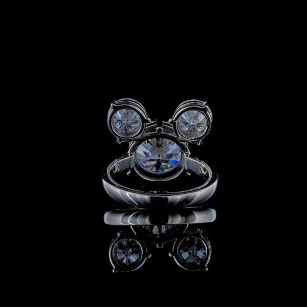 Iced Out Cartoon Shape Three Stone Ring Made in 18/14 /10 KT Gold Studded With Shinny Moissanite Diamond For Anniversary And Birthday Gift