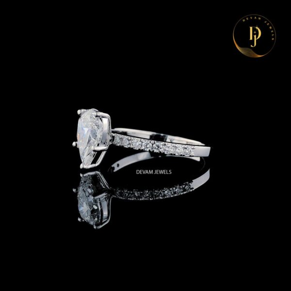 Pear Brilliant Cut Lab Grown Diamond Ring 1 CT - 3 CT Solitaire Engagement Ring D/VVS Lab Grown Diamond Wedding Ring for Her