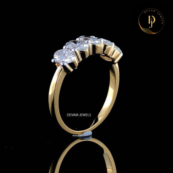 Half Eternity Band with Oval Cut - 0.10 CT - 0.25 CT, Handcrafted Anniversary Gift, Wedding Ring