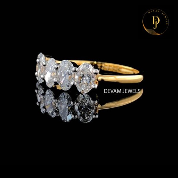 Half Eternity Band with Oval Cut - 0.10 CT - 0.25 CT, Handcrafted Anniversary Gift, Wedding Ring