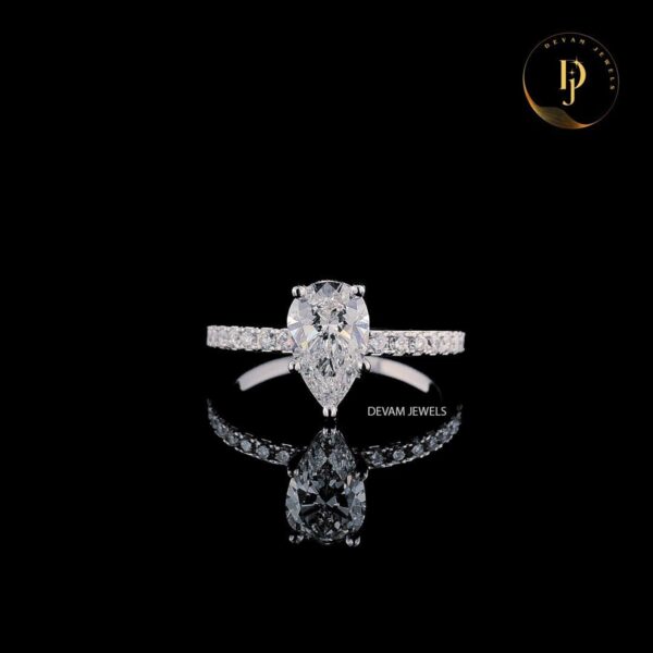 Pear Brilliant Cut Lab Grown Diamond Ring 1 CT - 3 CT Solitaire Engagement Ring D/VVS Lab Grown Diamond Wedding Ring for Her