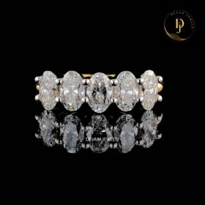 Half Eternity Band with Oval Cut - 0.10 CT - 0.25 CT, Handcrafted Anniversary Gift, Wedding Ring