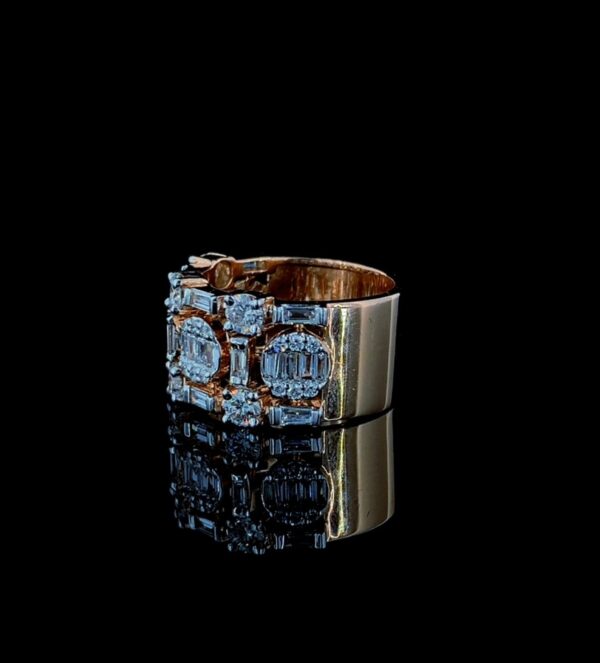 Iced Out Unisex Ring Made In 14 KT Gold & 10 KT Gold Studded With Shinny Moissanite Diamonds For Anniversary Or Birthday Gift To Special One